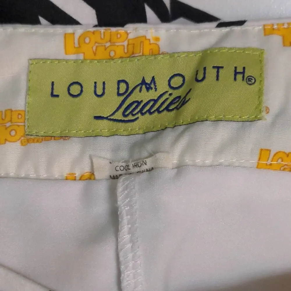 Loudmouth Ladies Golf Mini Skort Black White Houndstooth Palm Beaches Logo L - Picture 9 of 10